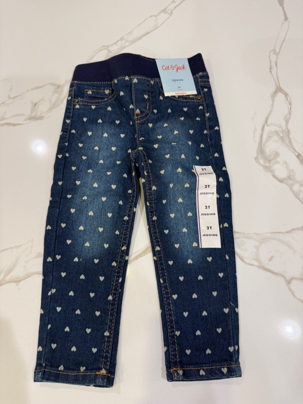 Cat & Jack Dark Blue Heart-Print Jeggings